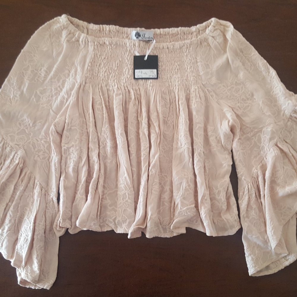 Womens off the shoulder flounce sleeve top - Picture 8 of 8